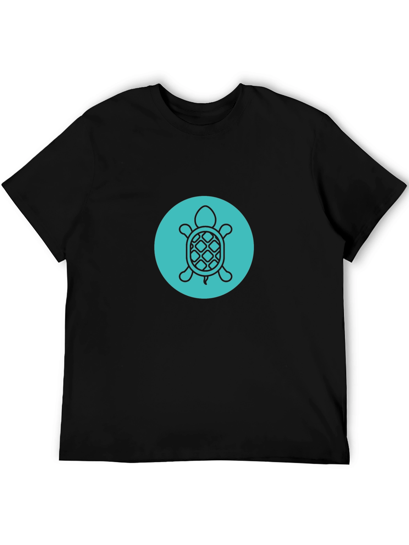 Turtle Graphic Tee - Black Crew Neck Comfort