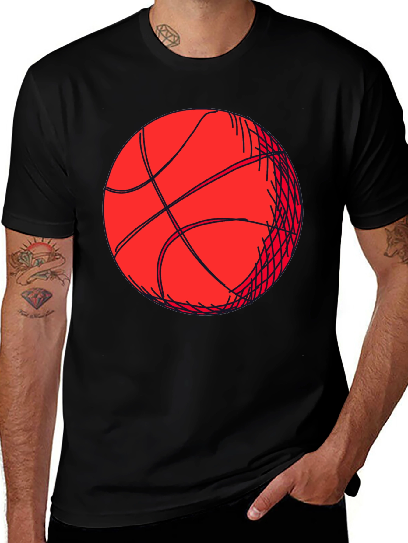 Basketball Graphic Tee - Black Short Sleeve Shirt