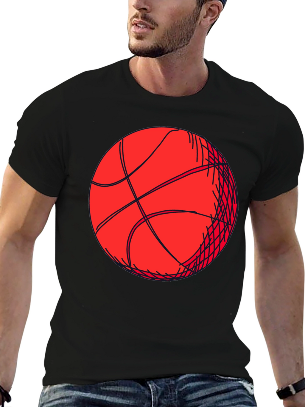 Basketball Graphic Tee - Black Short Sleeve Shirt