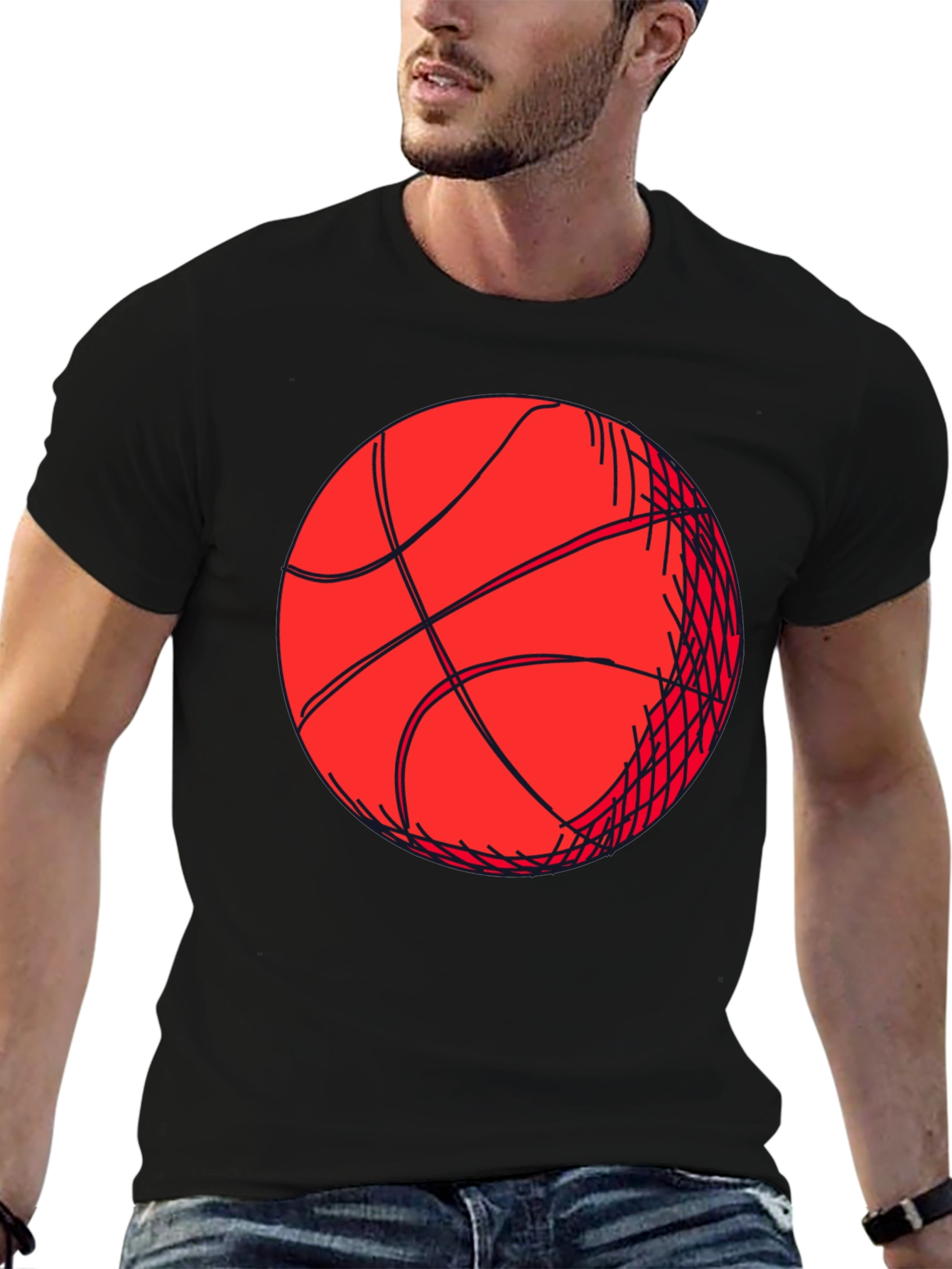 Basketball Graphic Tee - Black Short Sleeve Shirt