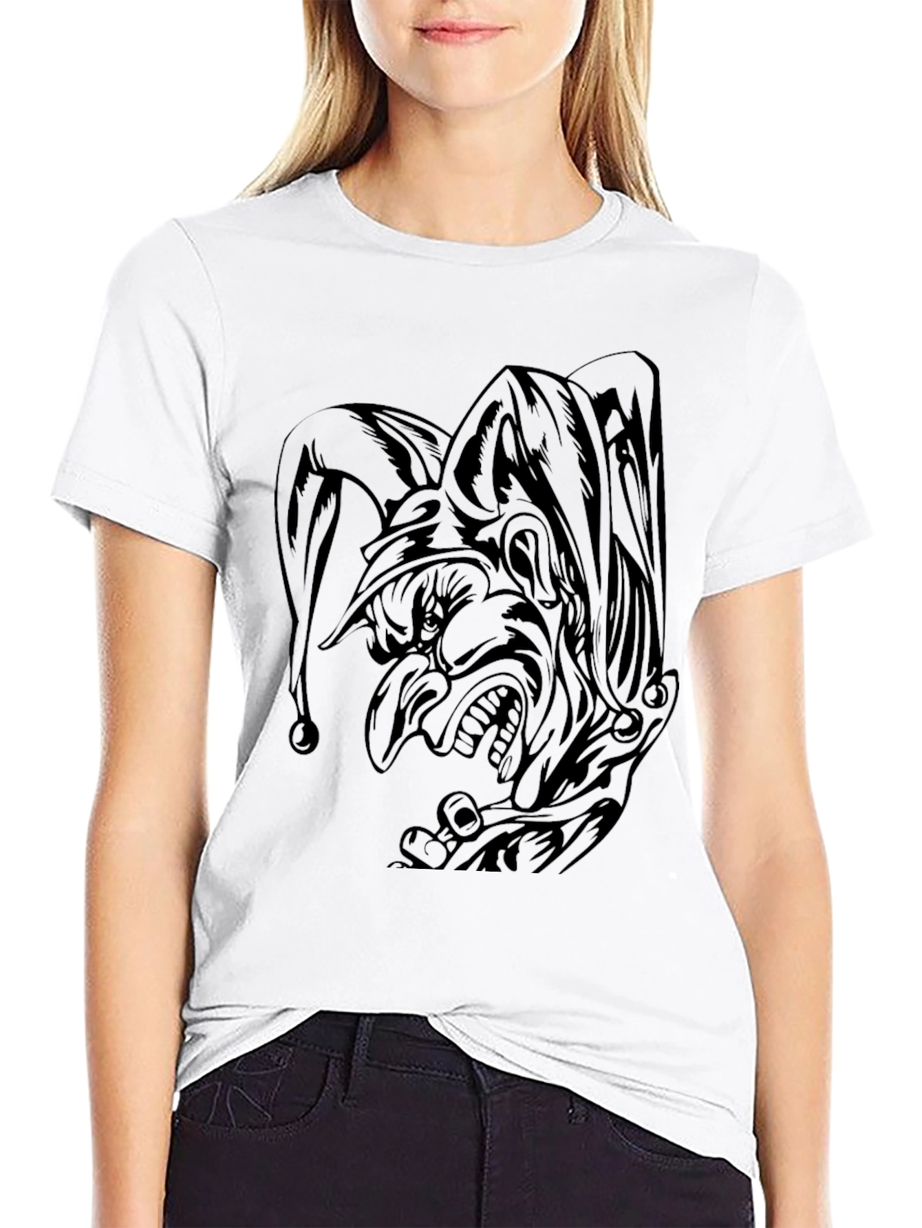 Dark Jester Graphic Tee - Black Cotton Blend T-Shirt