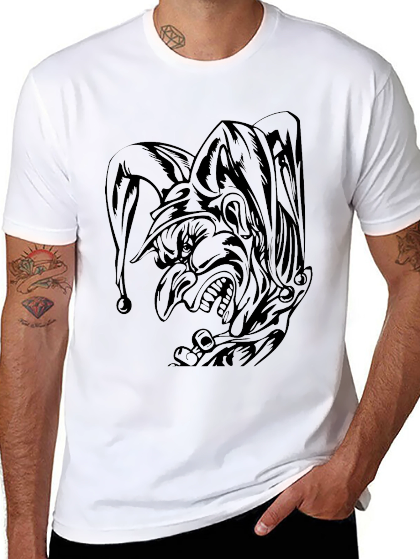Dark Jester Graphic Tee - Black Cotton Blend T-Shirt