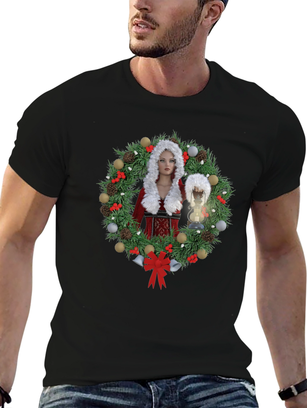 Christmas Wreath T-Shirt - Holiday Festive Design