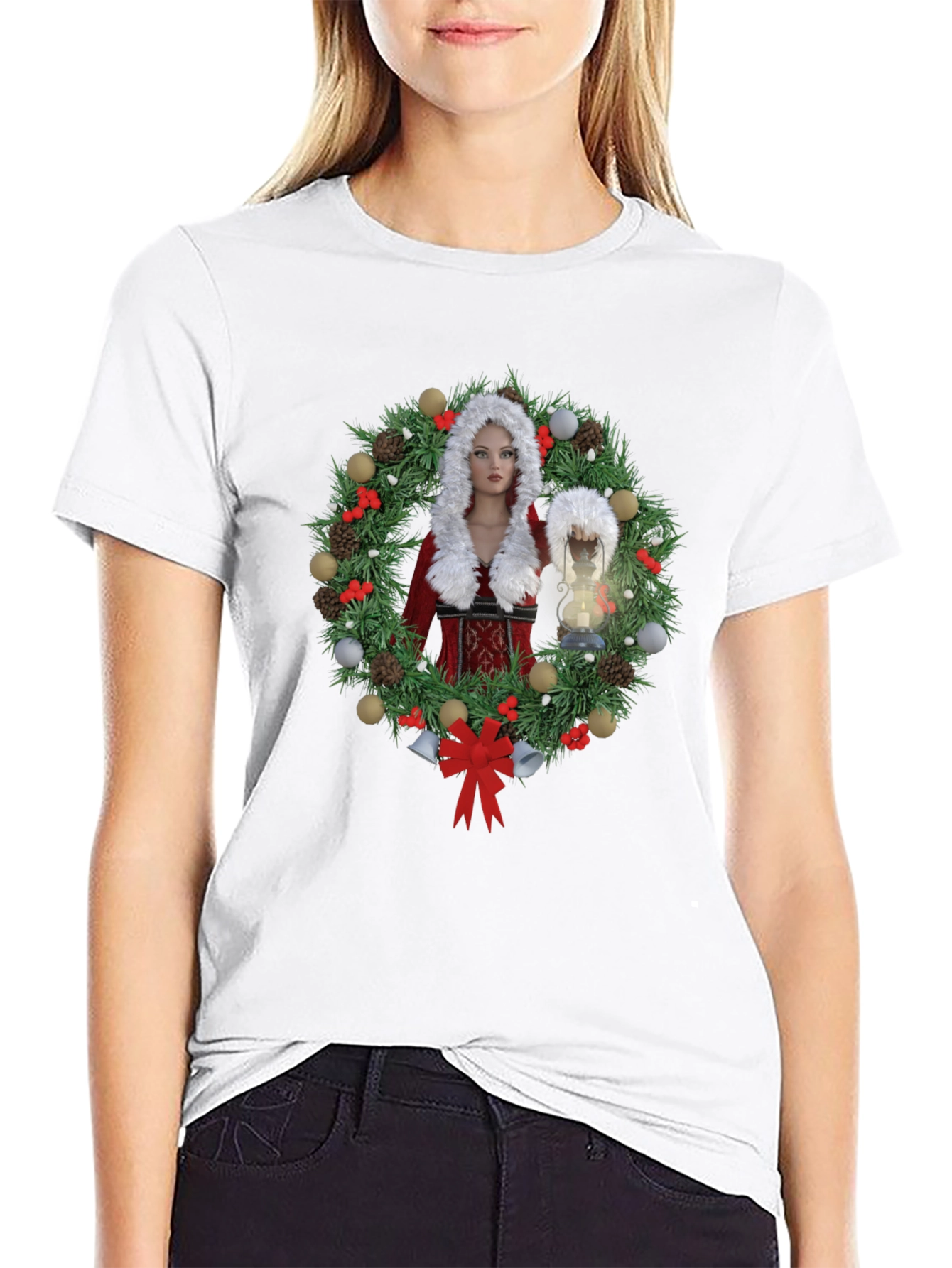 Christmas Wreath T-Shirt - Holiday Festive Design