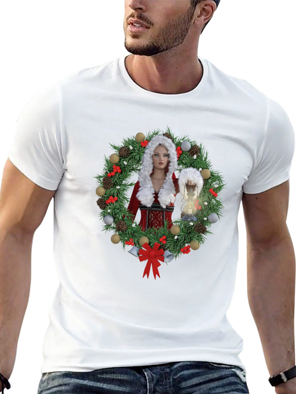 Christmas Wreath T-Shirt - Holiday Festive Design