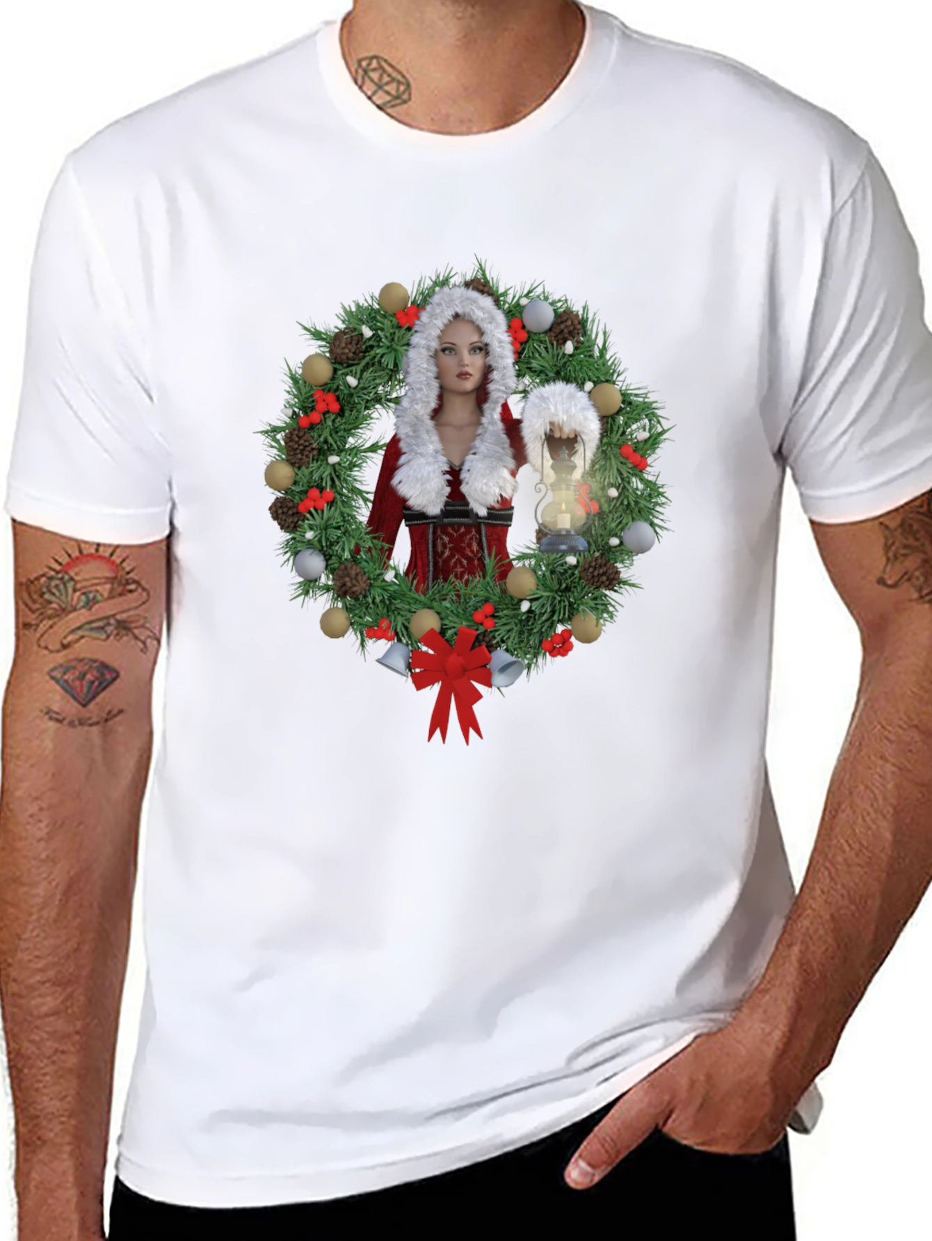 Christmas Wreath T-Shirt - Holiday Festive Design