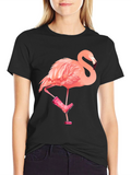 Flamingo in Boots Mens Graphic Tee - Black
