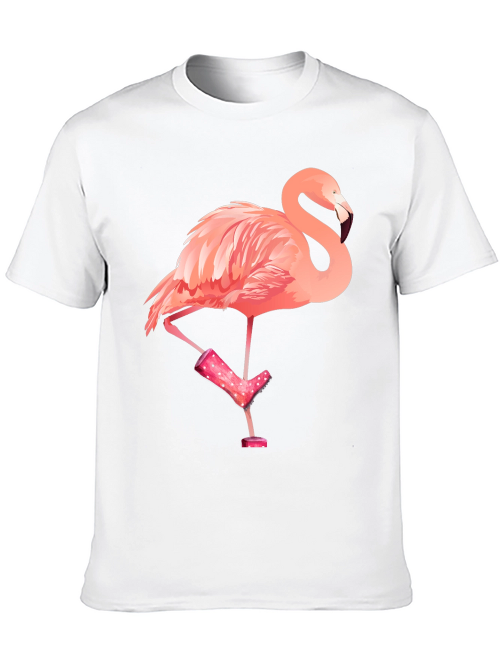Flamingo in Boots Mens Graphic Tee - Black