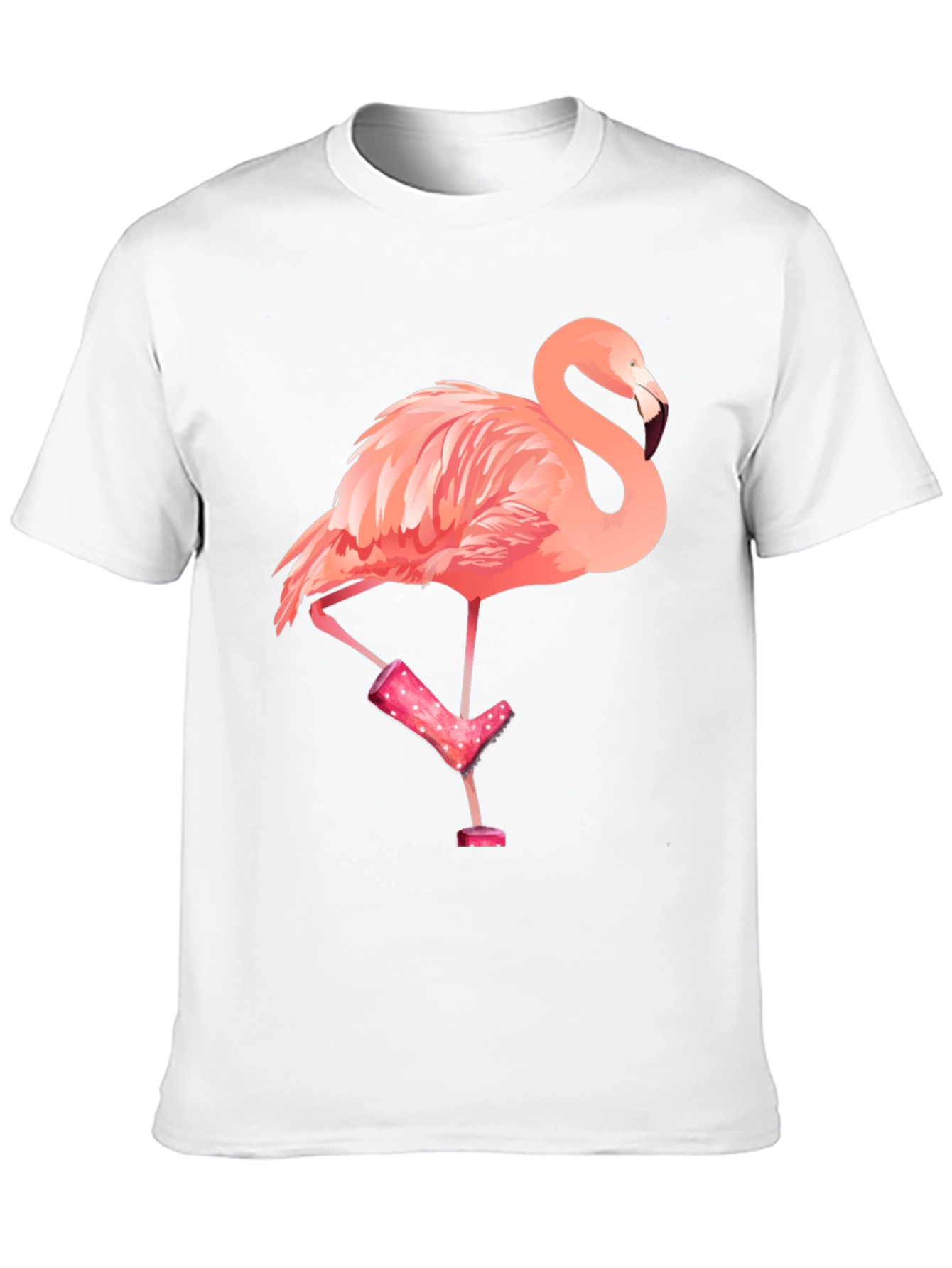 Flamingo in Boots Mens Graphic Tee - Black