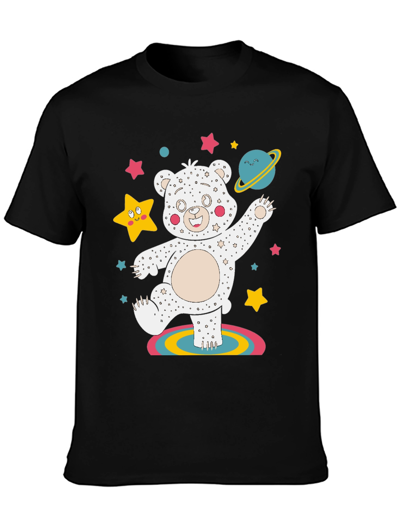 Dancing Space Bear Black Graphic Tee