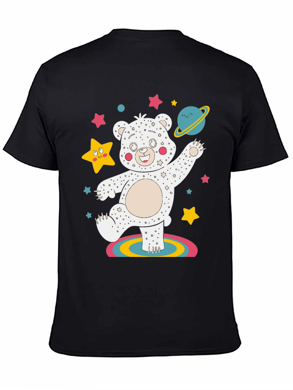 Dancing Space Bear Black Graphic Tee