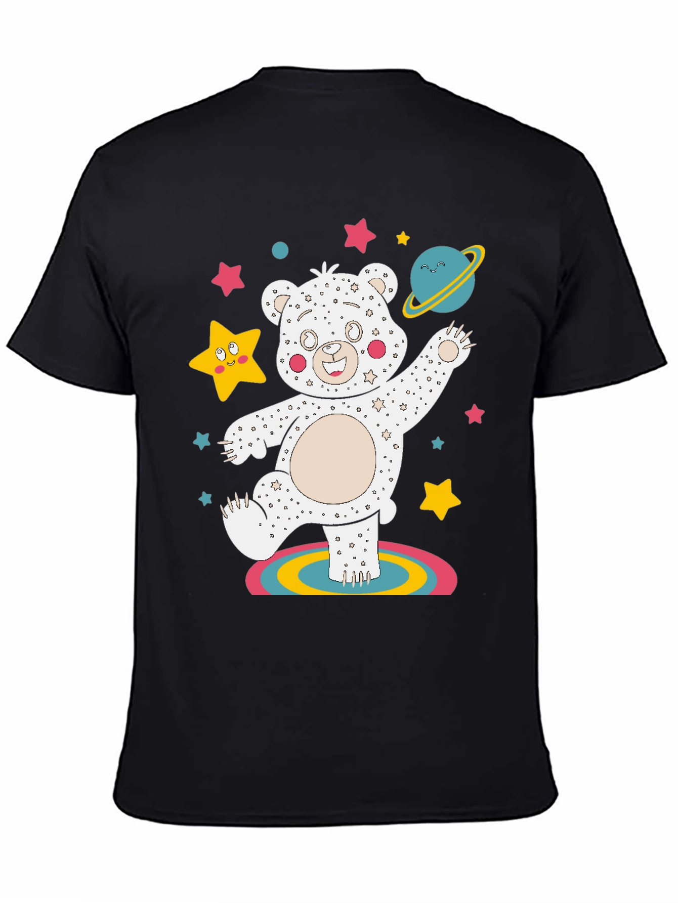 Dancing Space Bear Black Graphic Tee