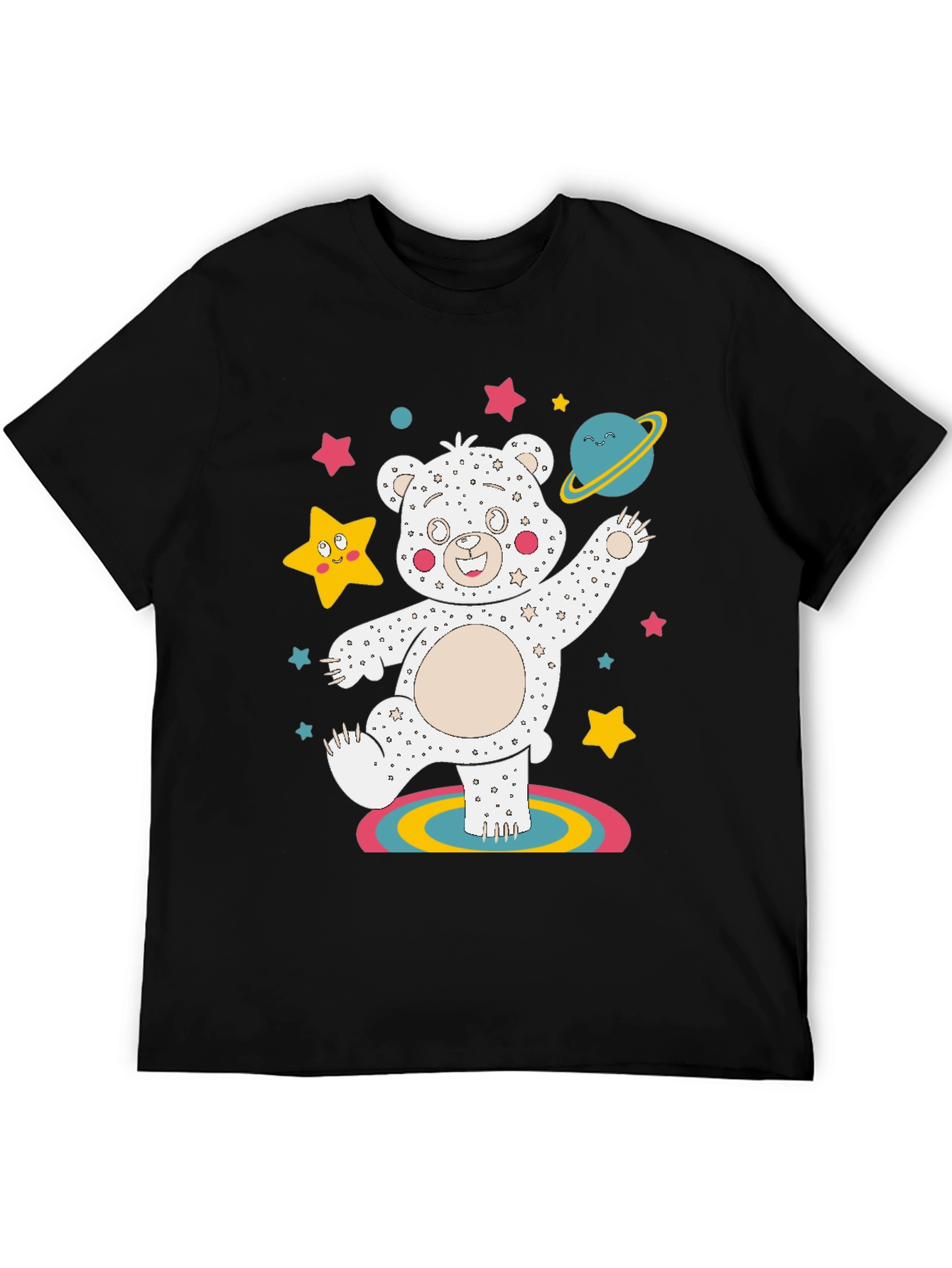 Dancing Space Bear Black Graphic Tee