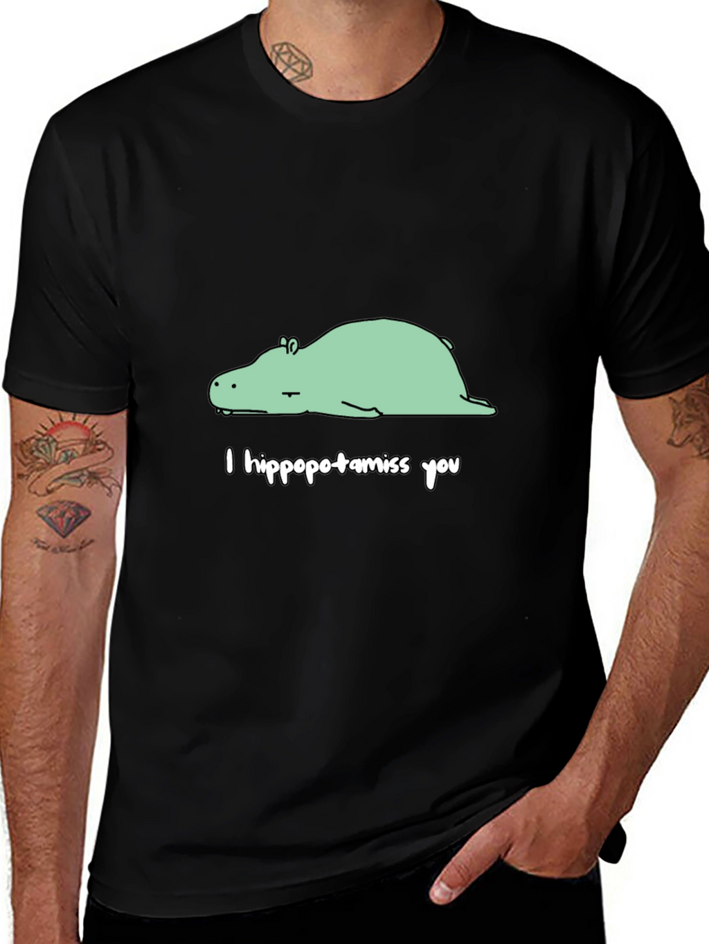 I Hippopotamiss You Black Graphic Tee
