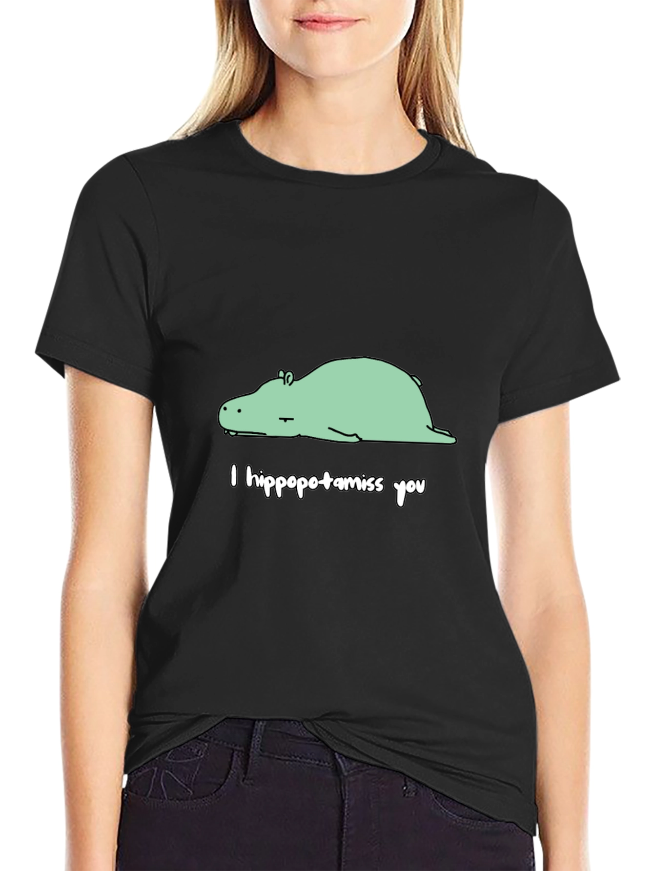 I Hippopotamiss You Black Graphic Tee