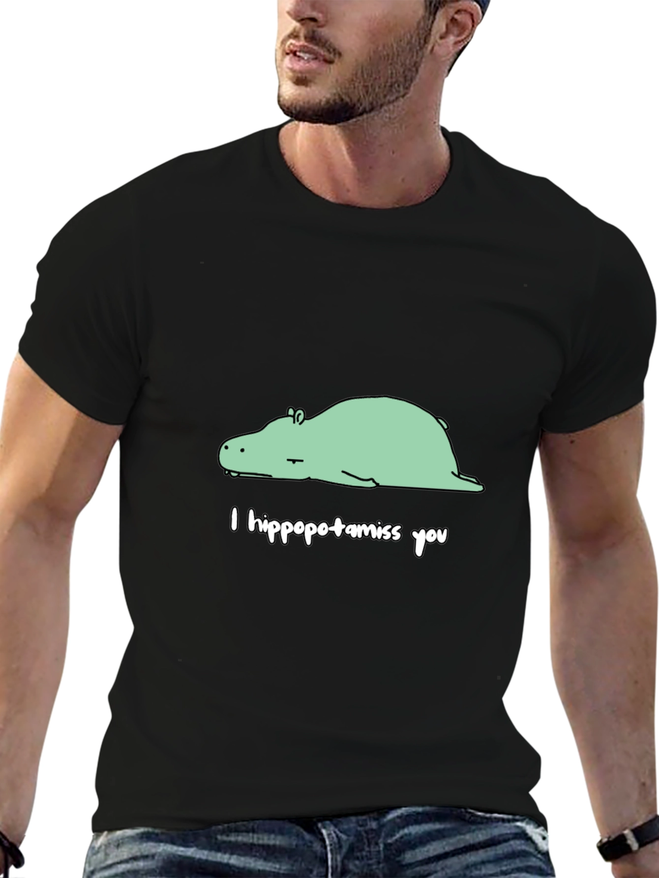 I Hippopotamiss You Black Graphic Tee