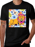 Floral Lion Graphic T-Shirt - Stylish Mens Tee