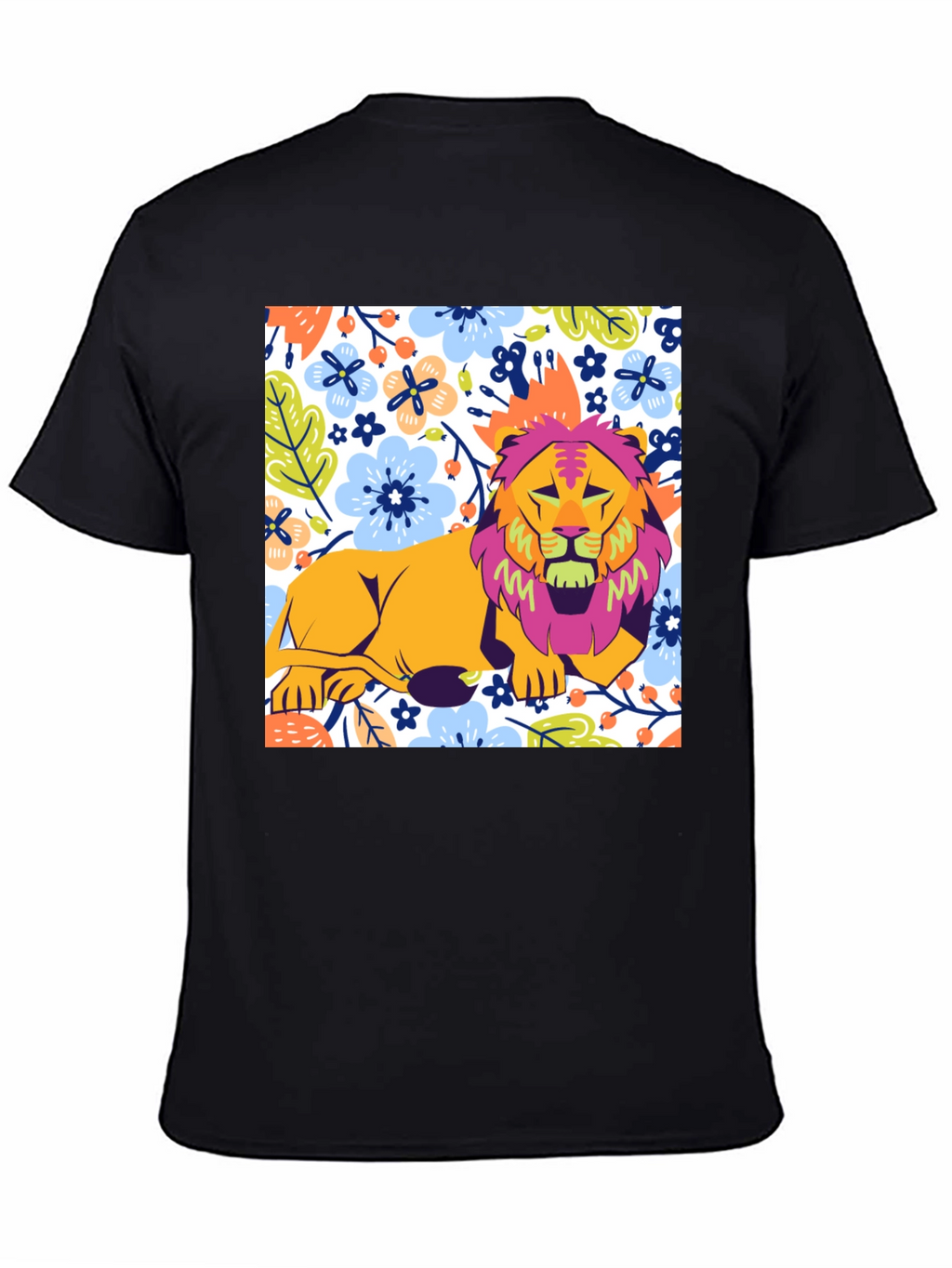 Floral Lion Graphic T-Shirt - Stylish Mens Tee