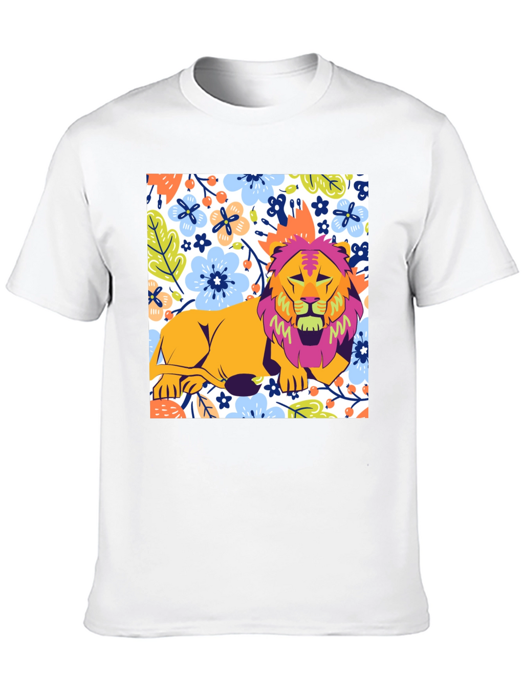 Floral Lion Graphic T-Shirt - Stylish Mens Tee