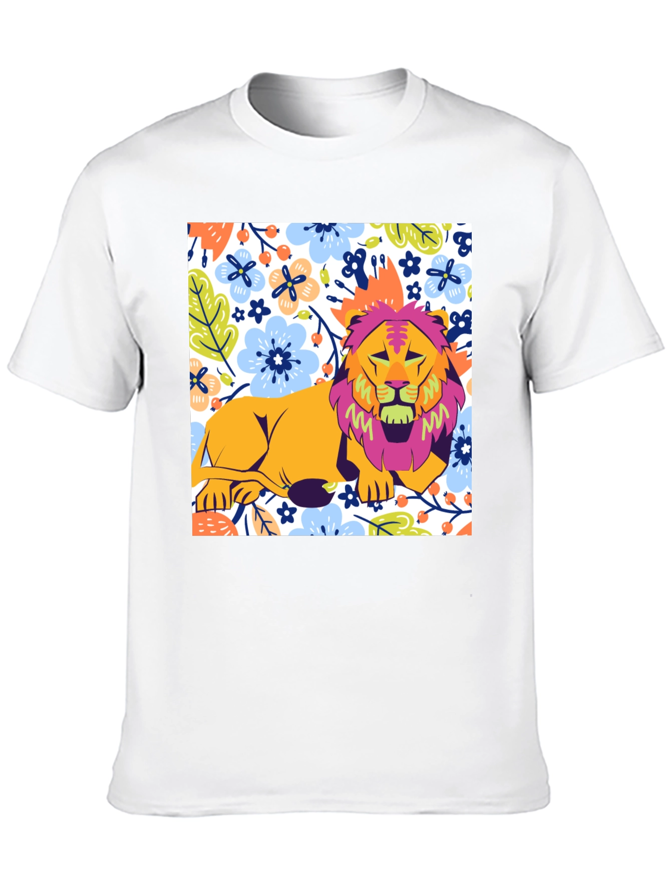 Floral Lion Graphic T-Shirt - Stylish Mens Tee