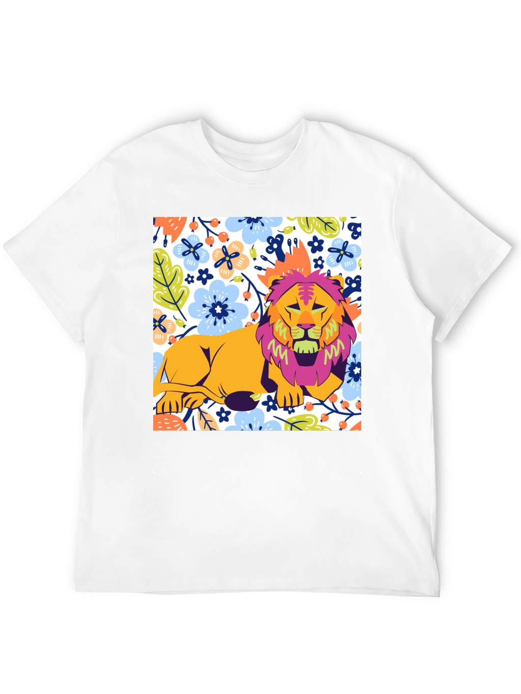 Floral Lion Graphic T-Shirt - Stylish Mens Tee