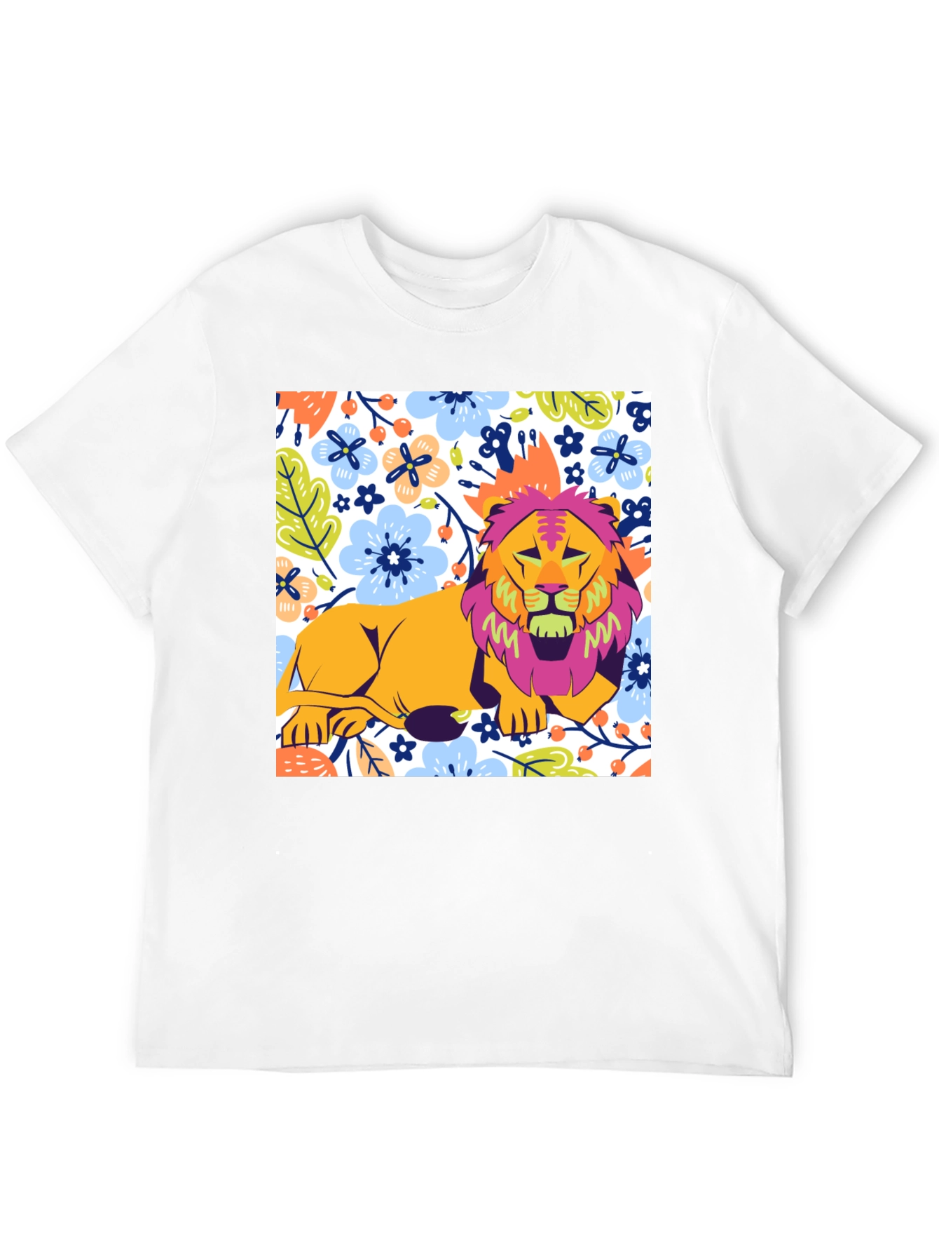 Floral Lion Graphic T-Shirt - Stylish Mens Tee