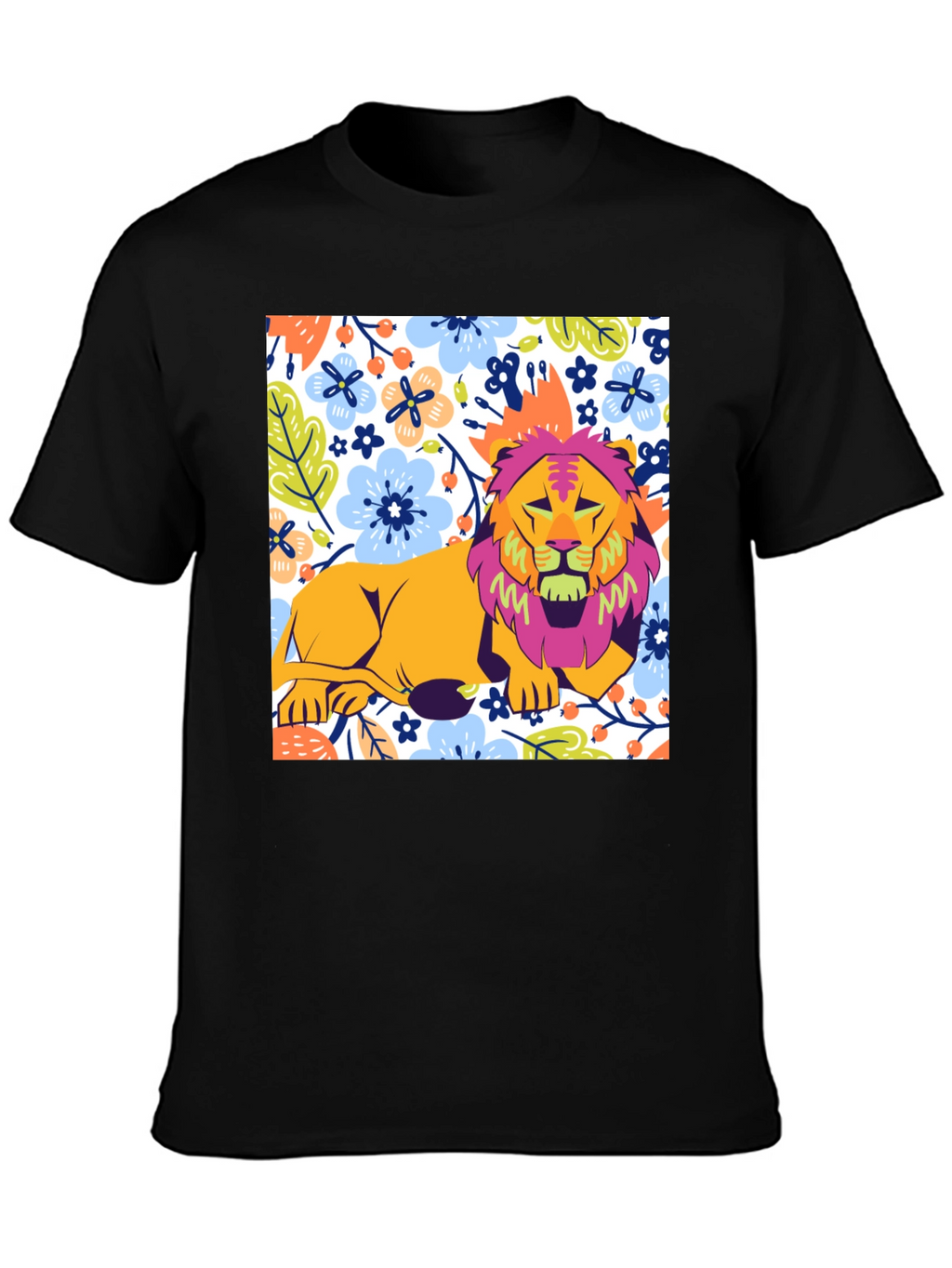 Floral Lion Graphic T-Shirt - Stylish Mens Tee