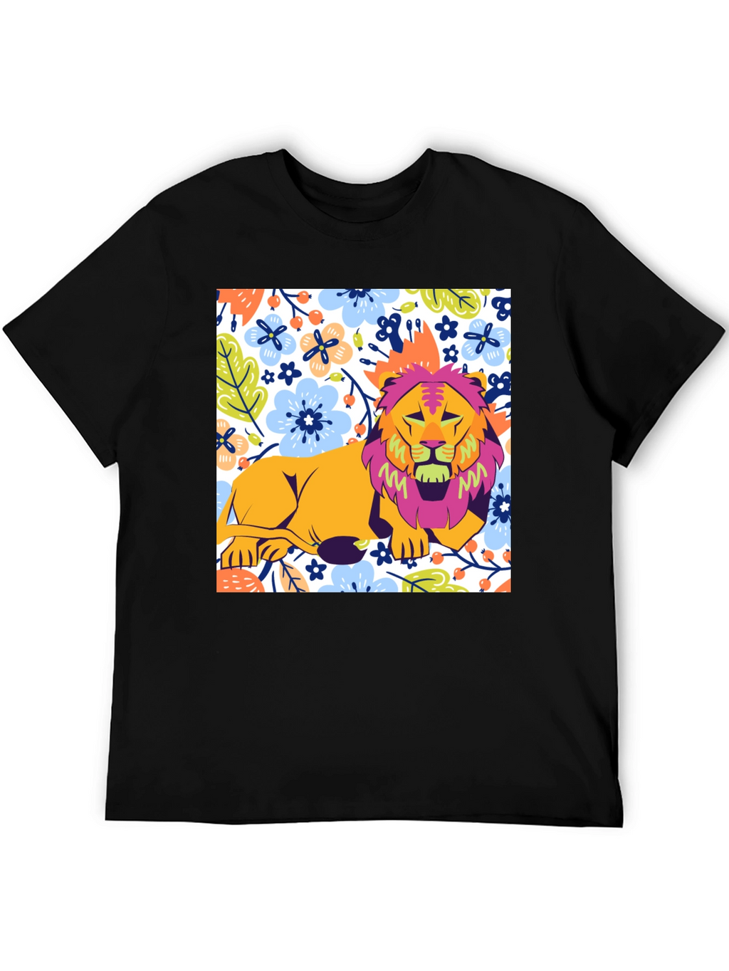 Floral Lion Graphic T-Shirt - Stylish Mens Tee
