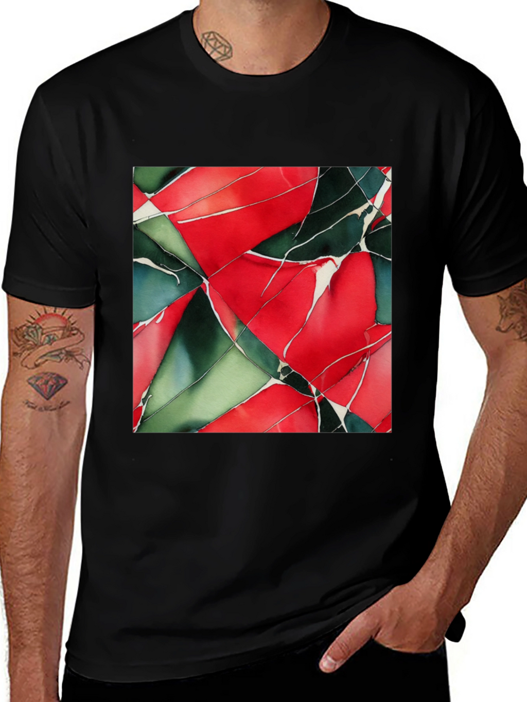 Abstract Geometric Art Print Black T-Shirt