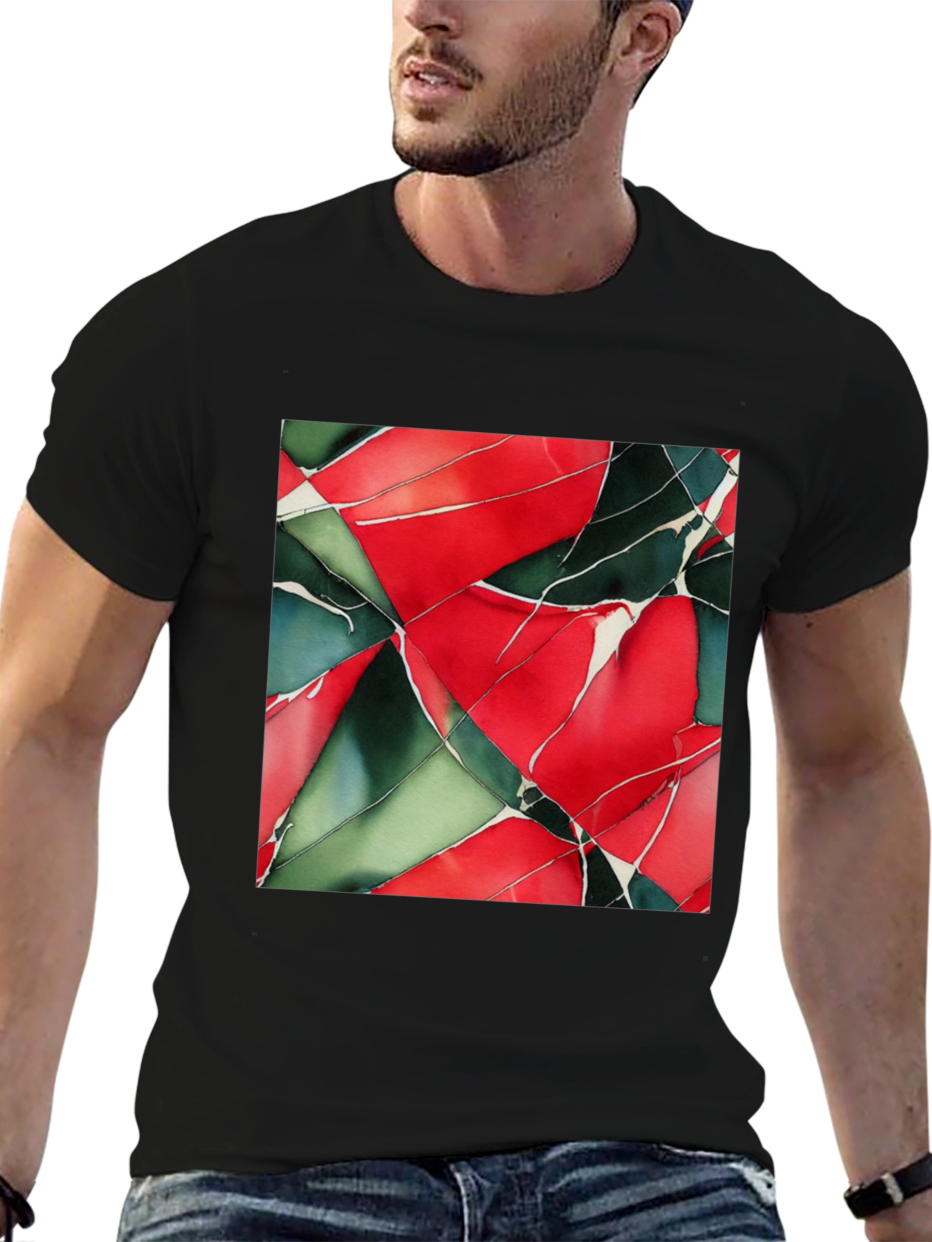 Abstract Geometric Art Print Black T-Shirt