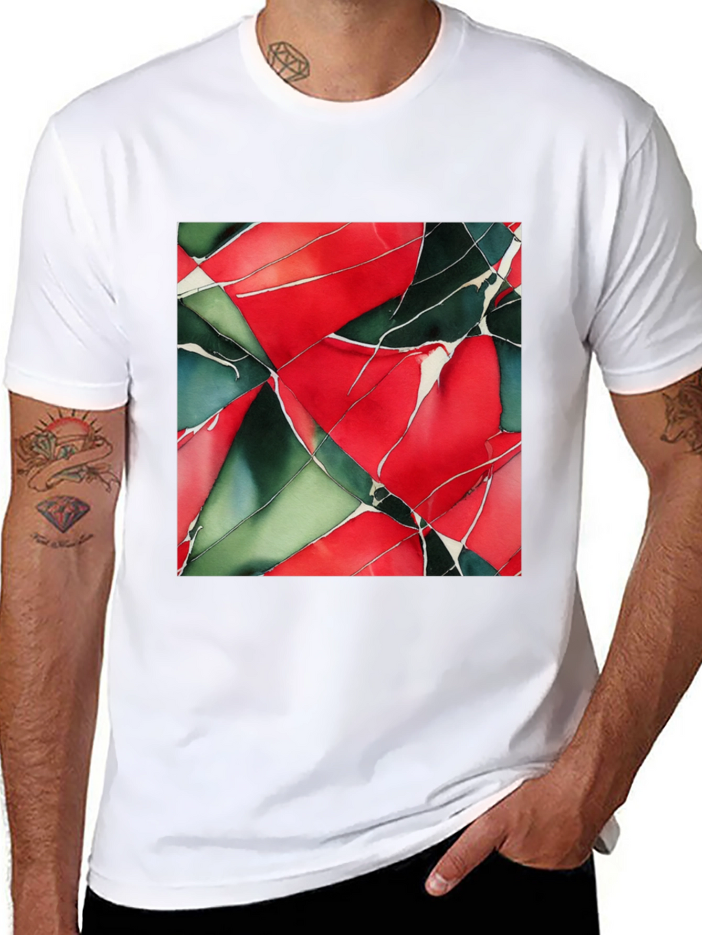 Abstract Geometric Art Print Black T-Shirt