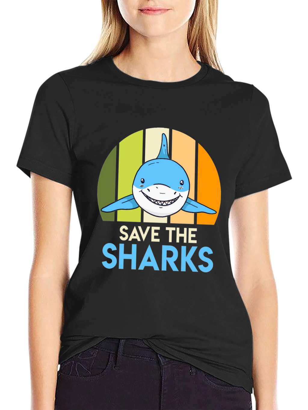 Save the Sharks Graphic Tee - Mens Black T-Shirt