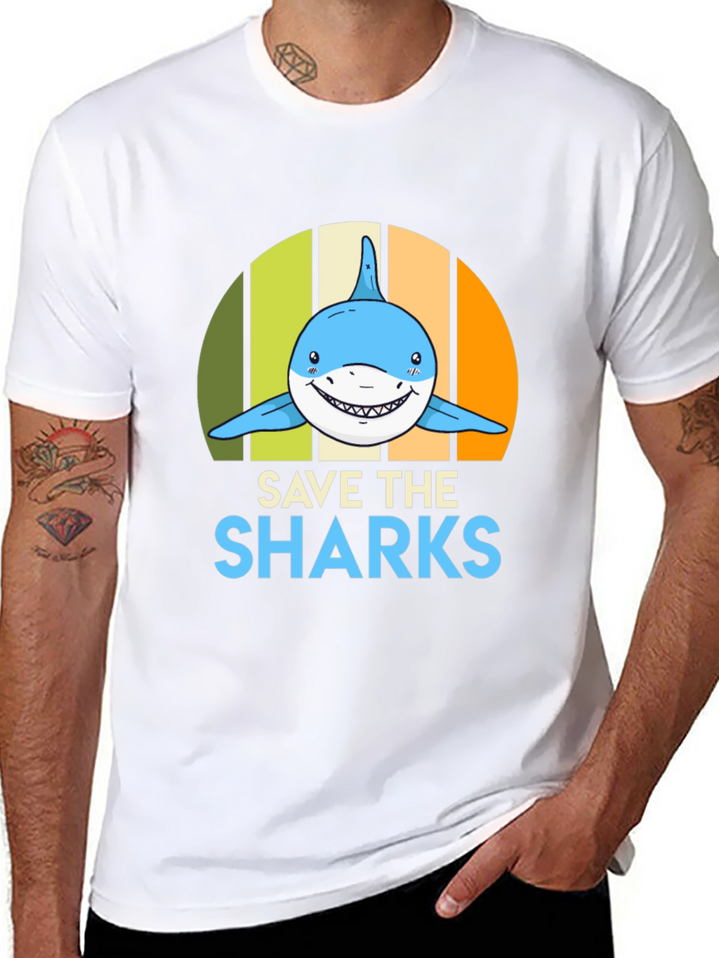 Save the Sharks Graphic Tee - Mens Black T-Shirt