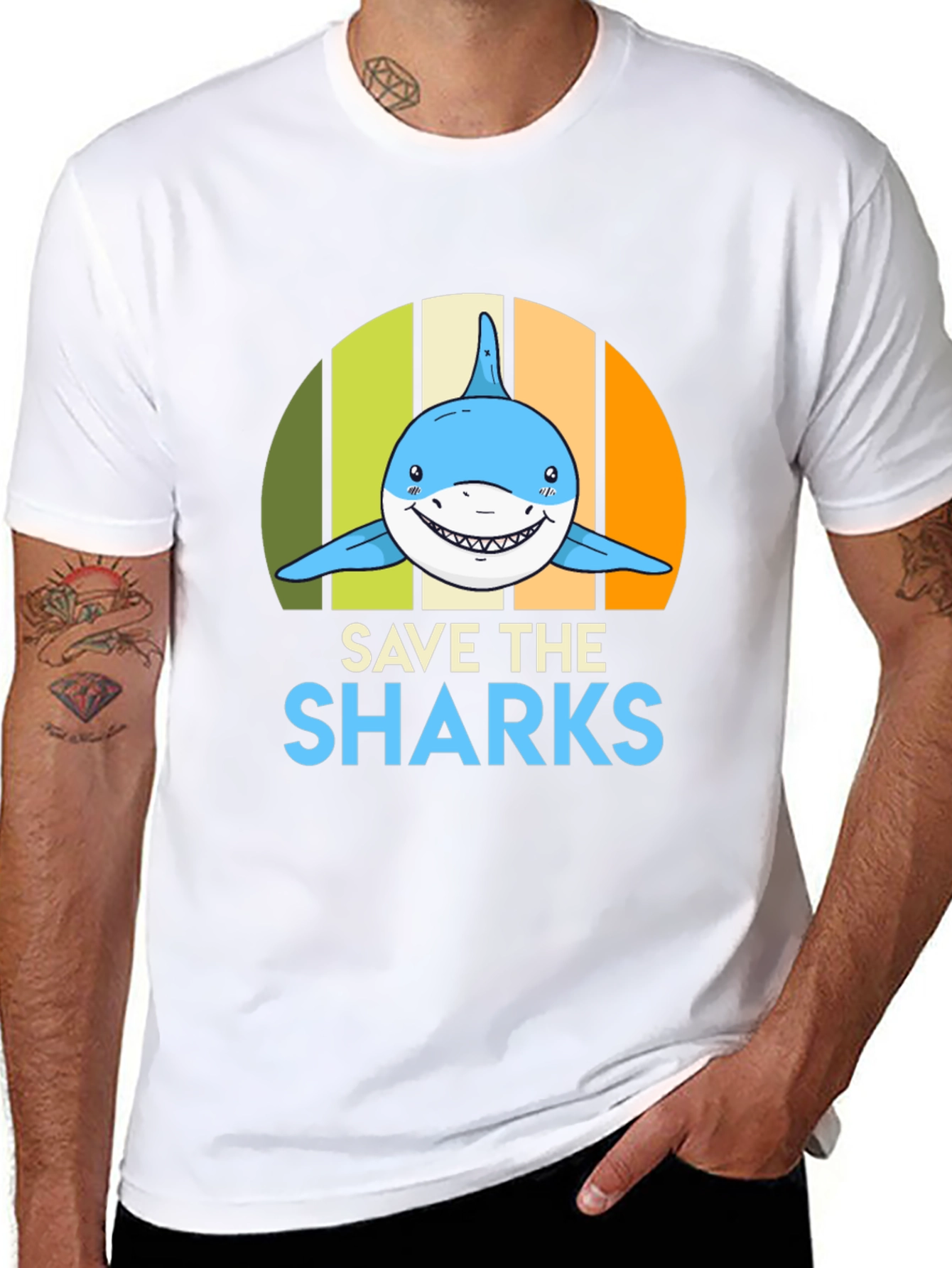 Save the Sharks Graphic Tee - Mens Black T-Shirt