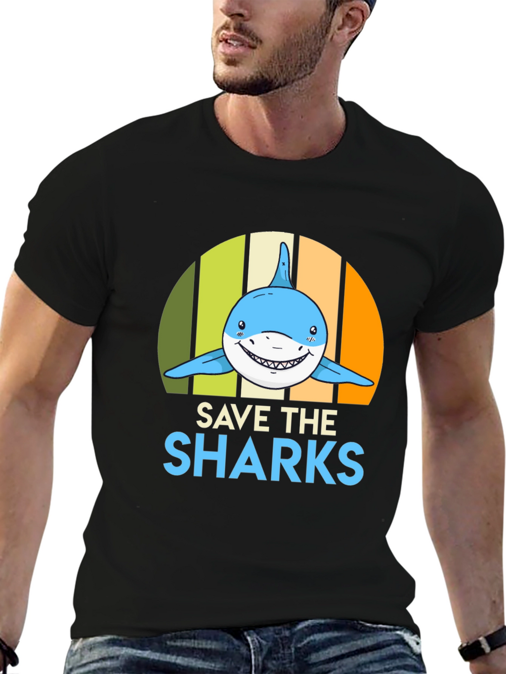 Save the Sharks Graphic Tee - Mens Black T-Shirt