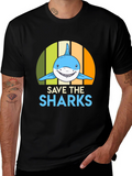 Save the Sharks Graphic Tee - Mens Black T-Shirt