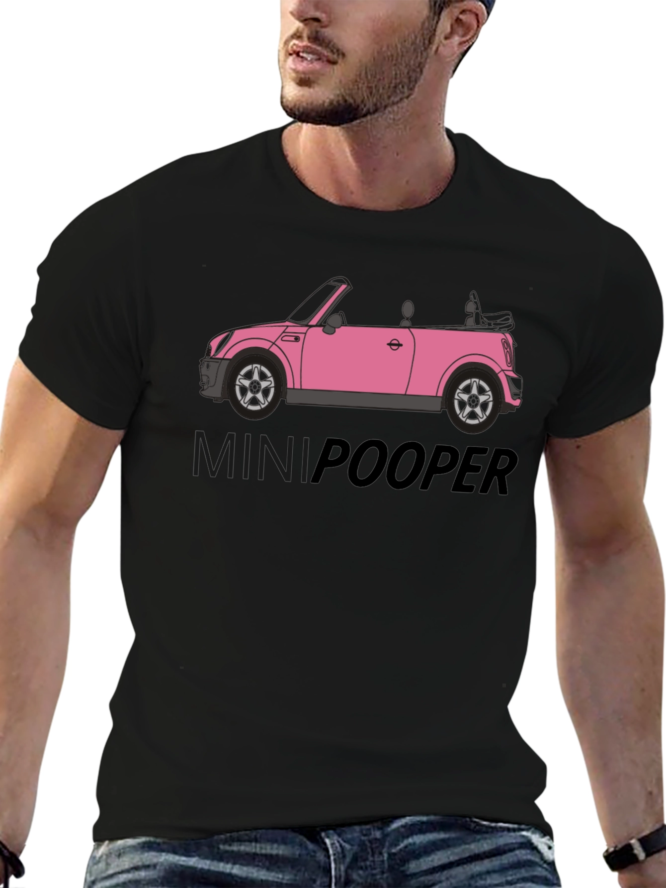 Mini Pooper Black T-Shirt Car Graphic Tee