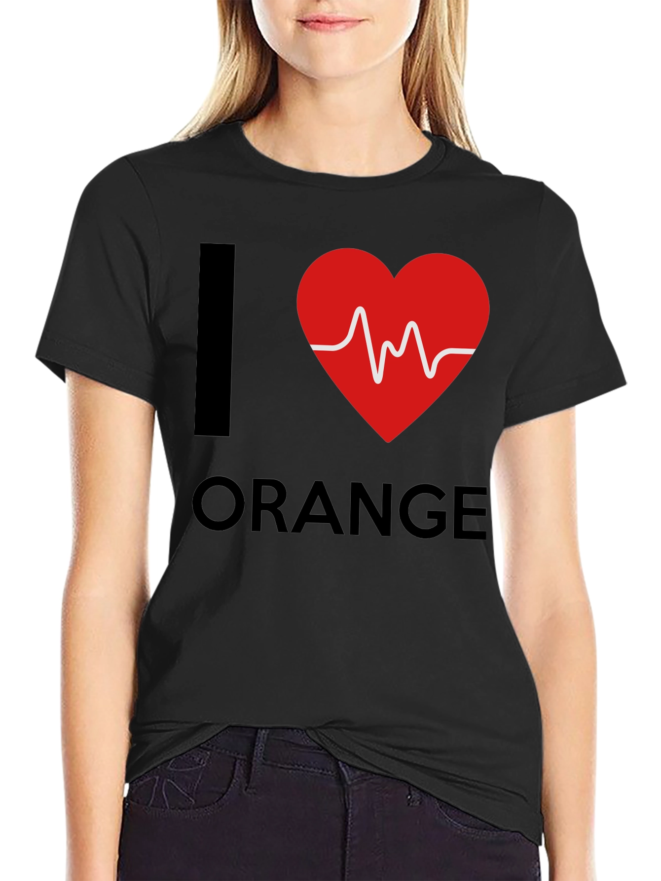 I Heart Orange Graphic Tee - Novelty T-Shirt
