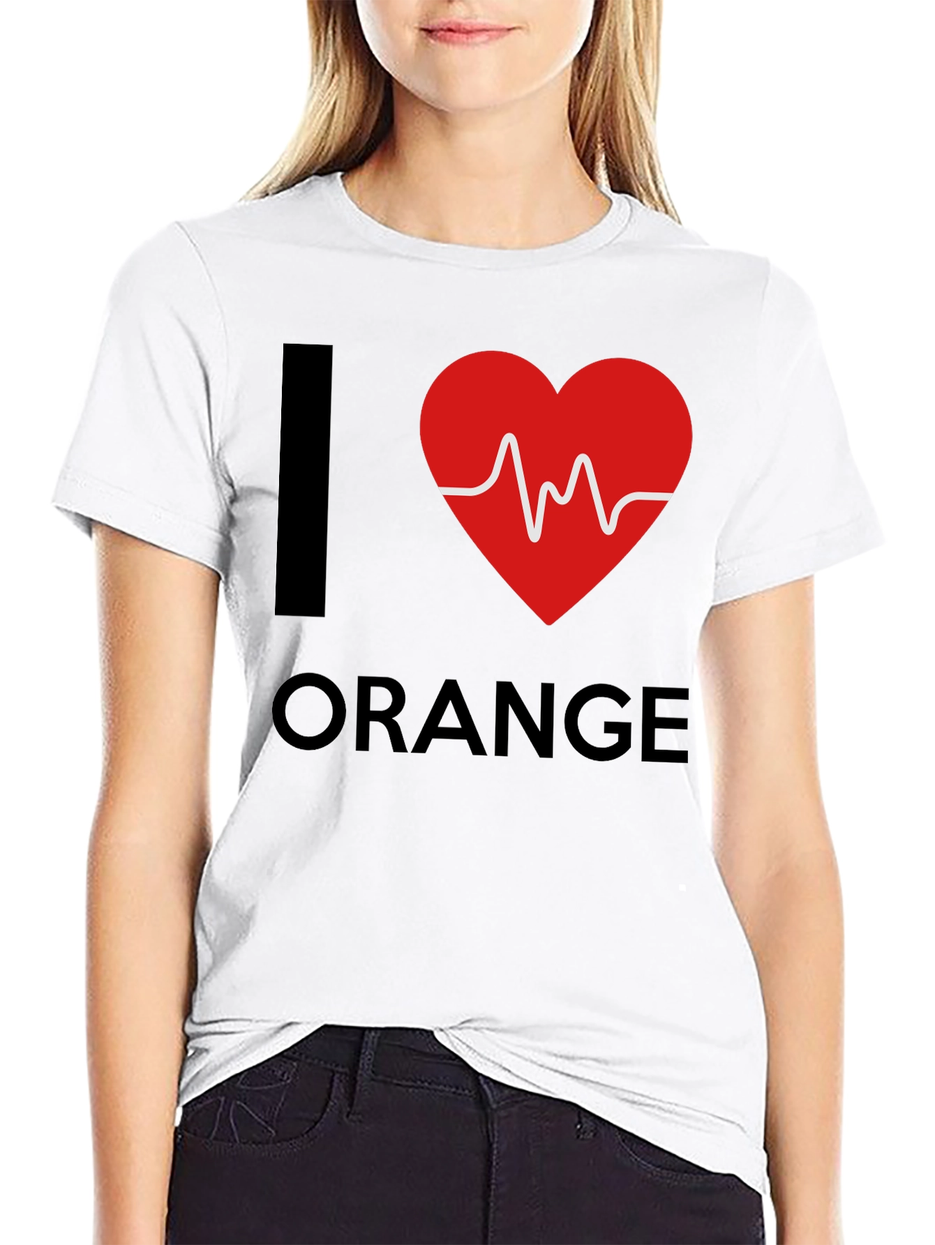 I Heart Orange Graphic Tee - Novelty T-Shirt