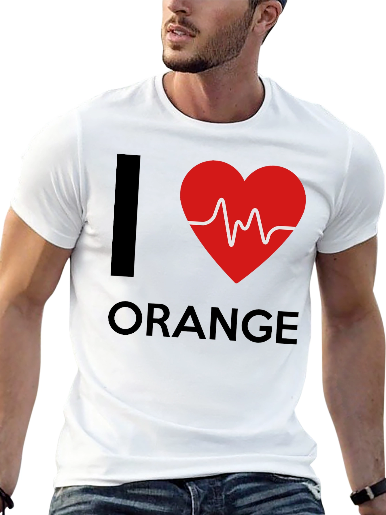 I Heart Orange Graphic Tee - Novelty T-Shirt