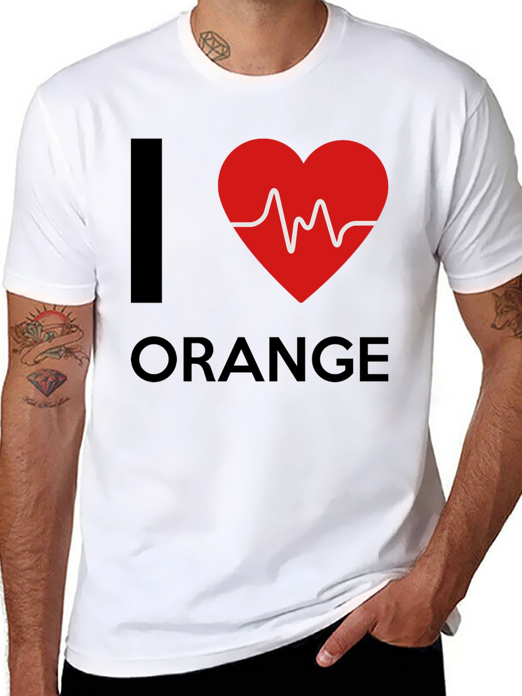 I Heart Orange Graphic Tee - Novelty T-Shirt