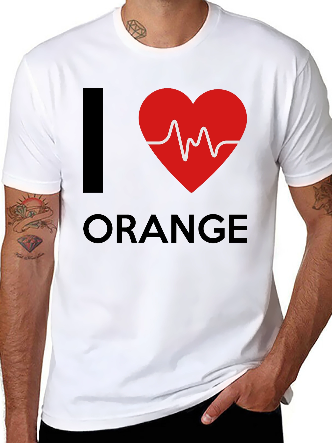 I Heart Orange Graphic Tee - Novelty T-Shirt