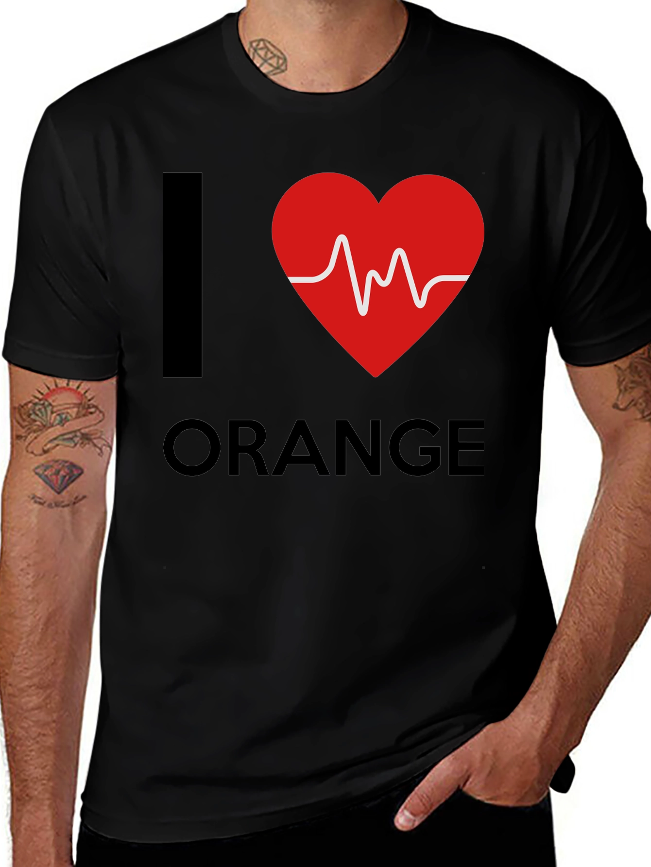 I Heart Orange Graphic Tee - Novelty T-Shirt
