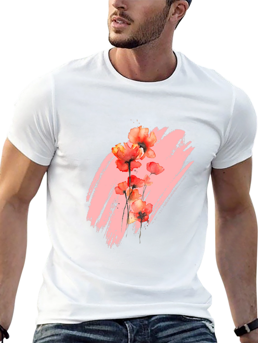 Floral Brushstroke Graphic T-Shirt