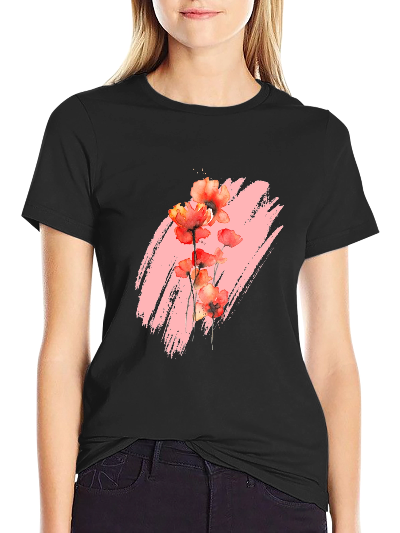 Floral Brushstroke Graphic T-Shirt