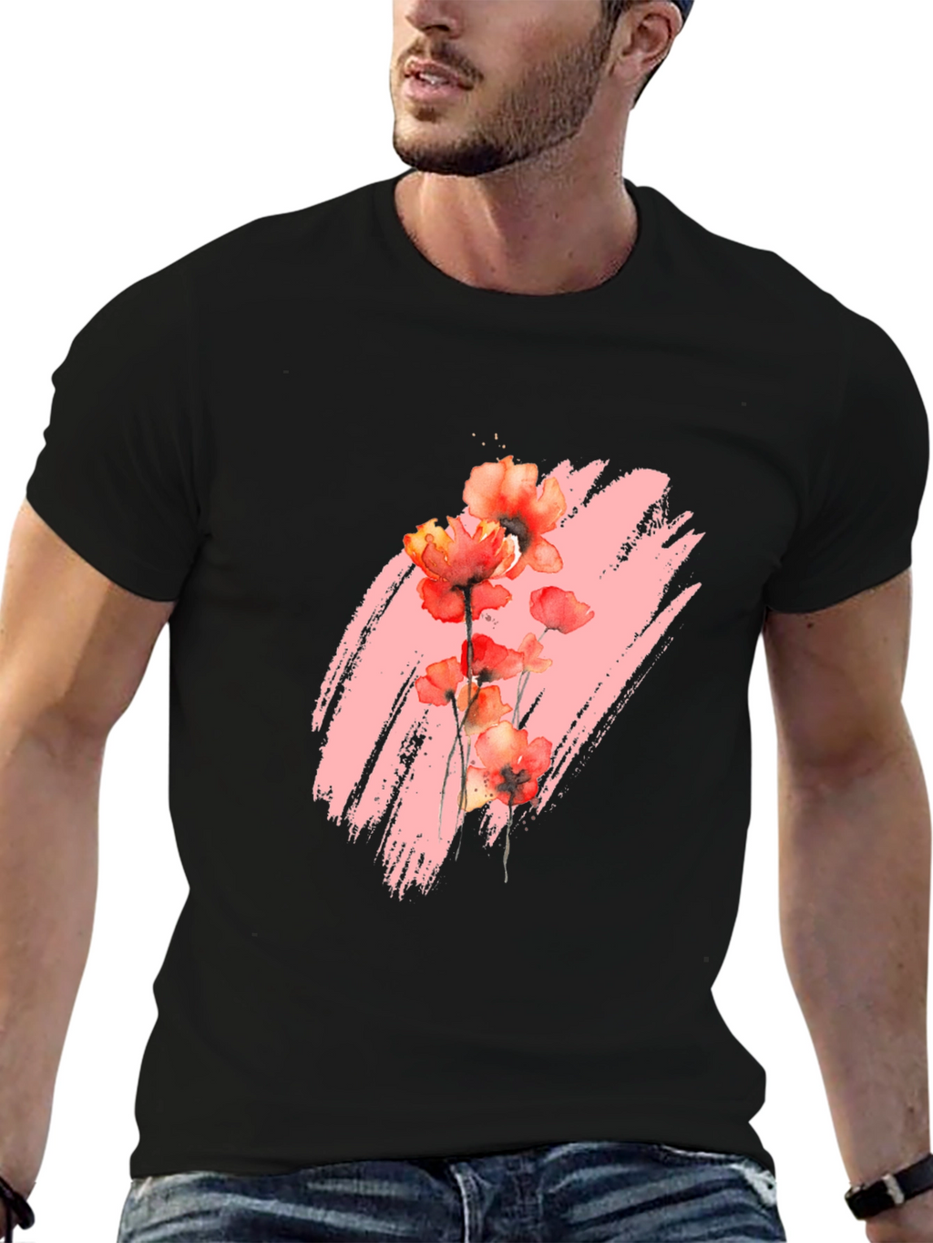 Floral Brushstroke Graphic T-Shirt
