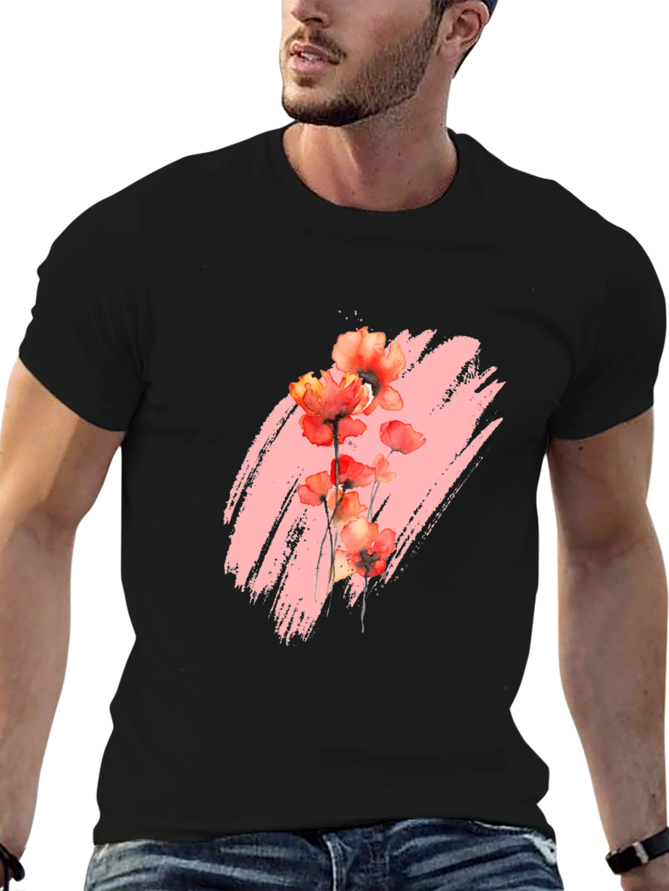 Floral Brushstroke Graphic T-Shirt