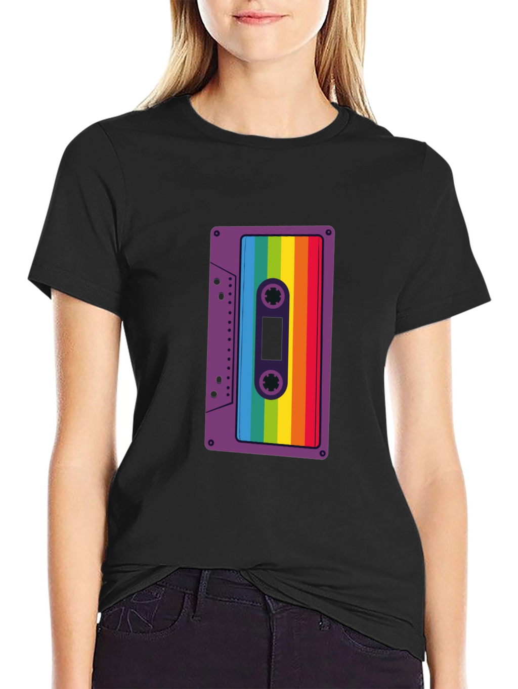 Retro Rainbow Cassette Tape Graphic Tee