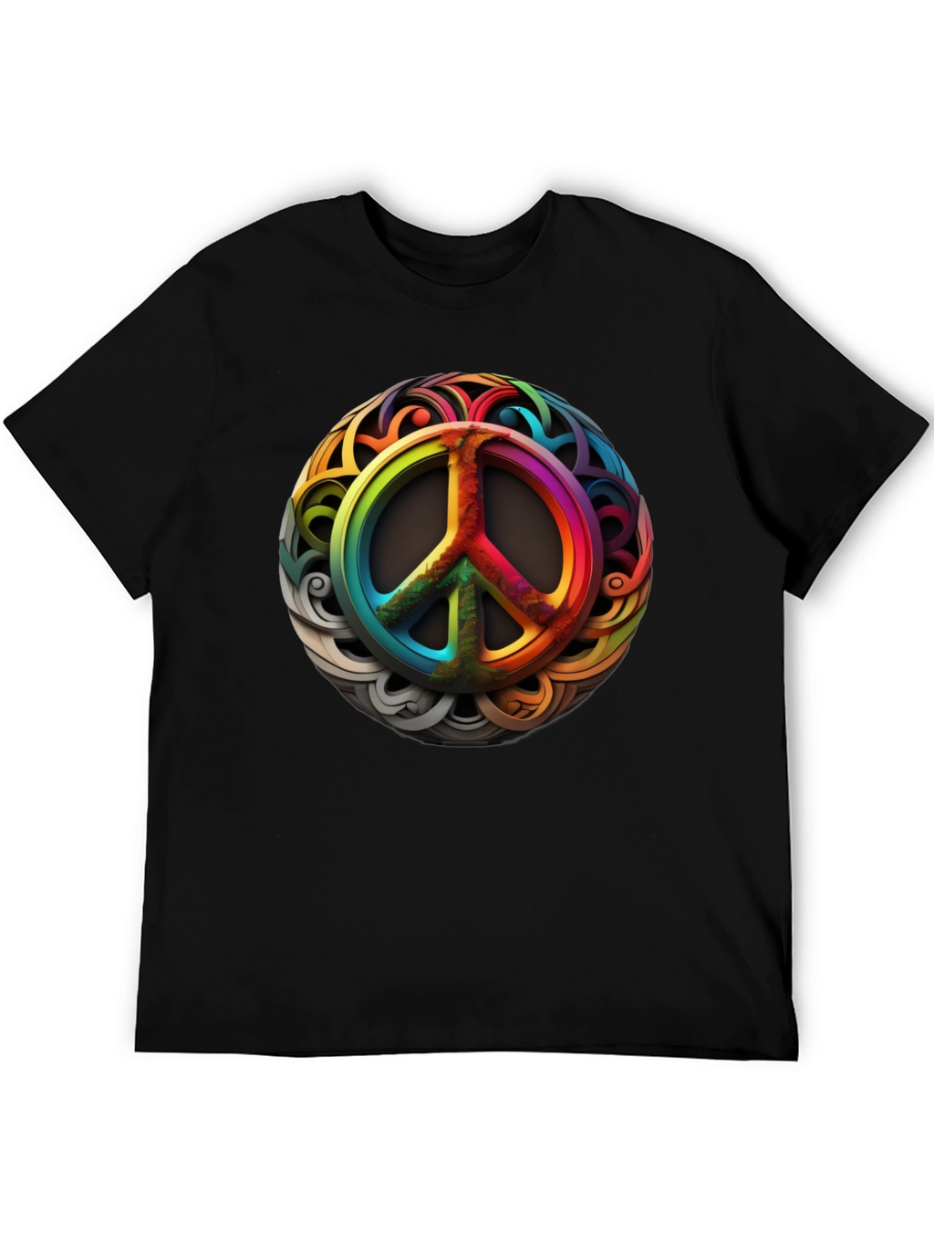 Rainbow Peace Sign Graphic T-Shirt