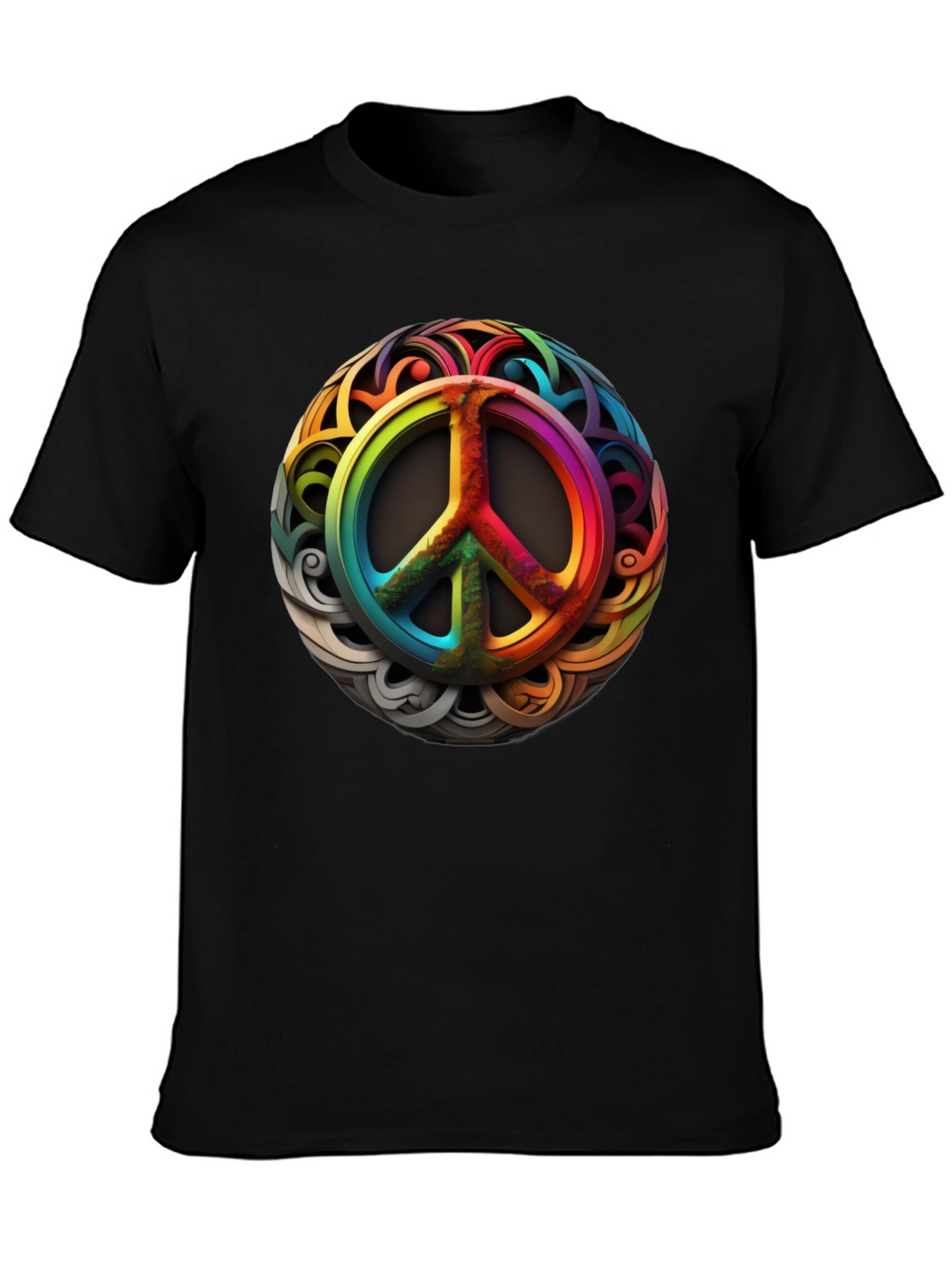 Rainbow Peace Sign Graphic T-Shirt